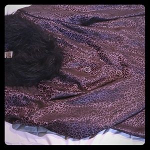 2 piece purple and black skirt suit